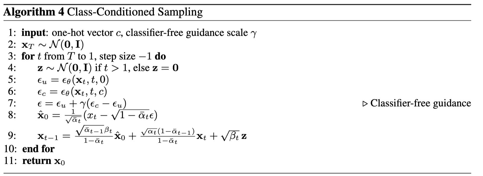 Class-conditioned Sampling Algorithm